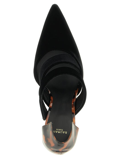 Zapatos Tacón Alto Balmain De Viscosa Negra Con Punta Afilada