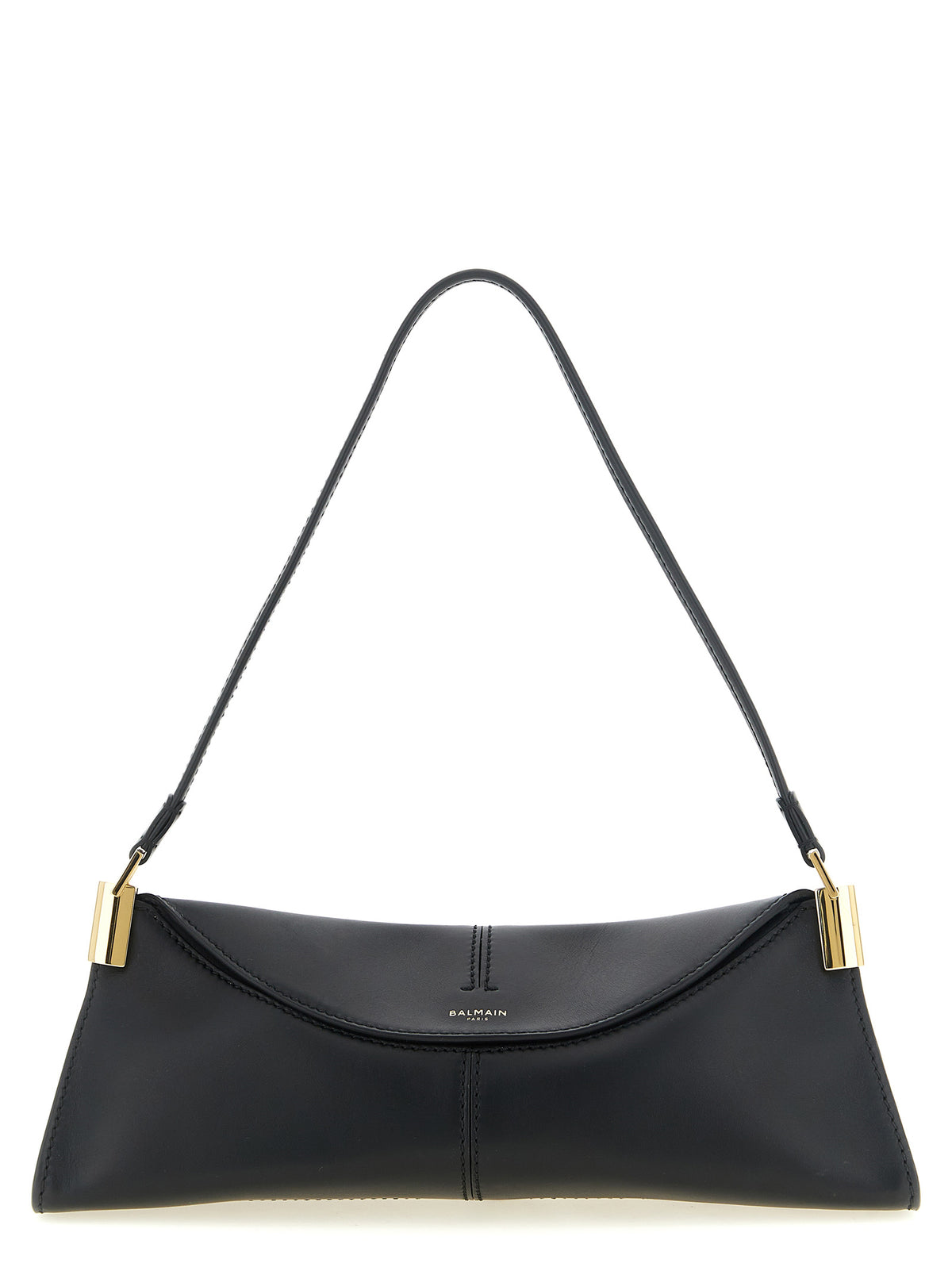 Bolso De Hombro De Piel De Ternera Balmain Negro - Capacidad Óptima