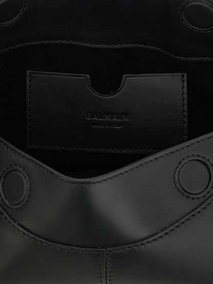 Bolso De Hombro De Piel De Ternera Balmain Negro - Capacidad Óptima