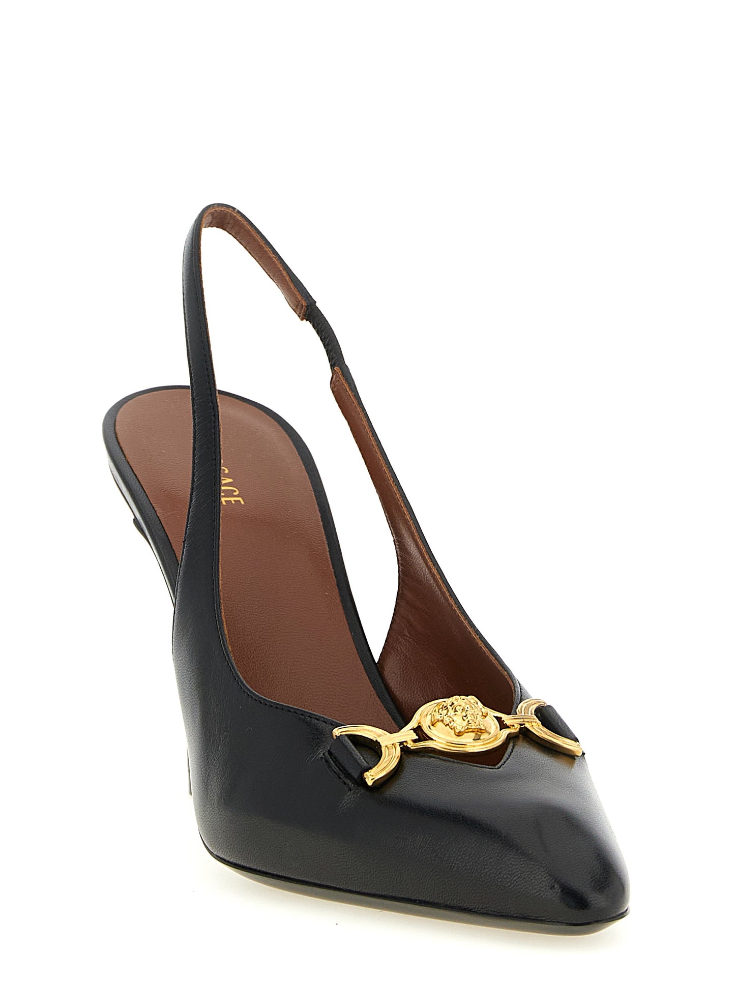 Versace Black Lambskin High Heel Pumps