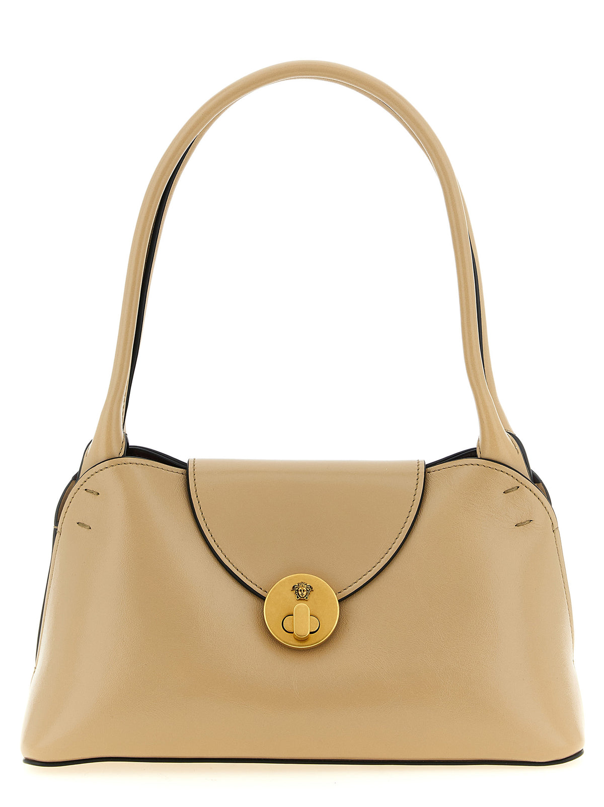 Versace Sac bandoulière en cuir beige - Structure compacte