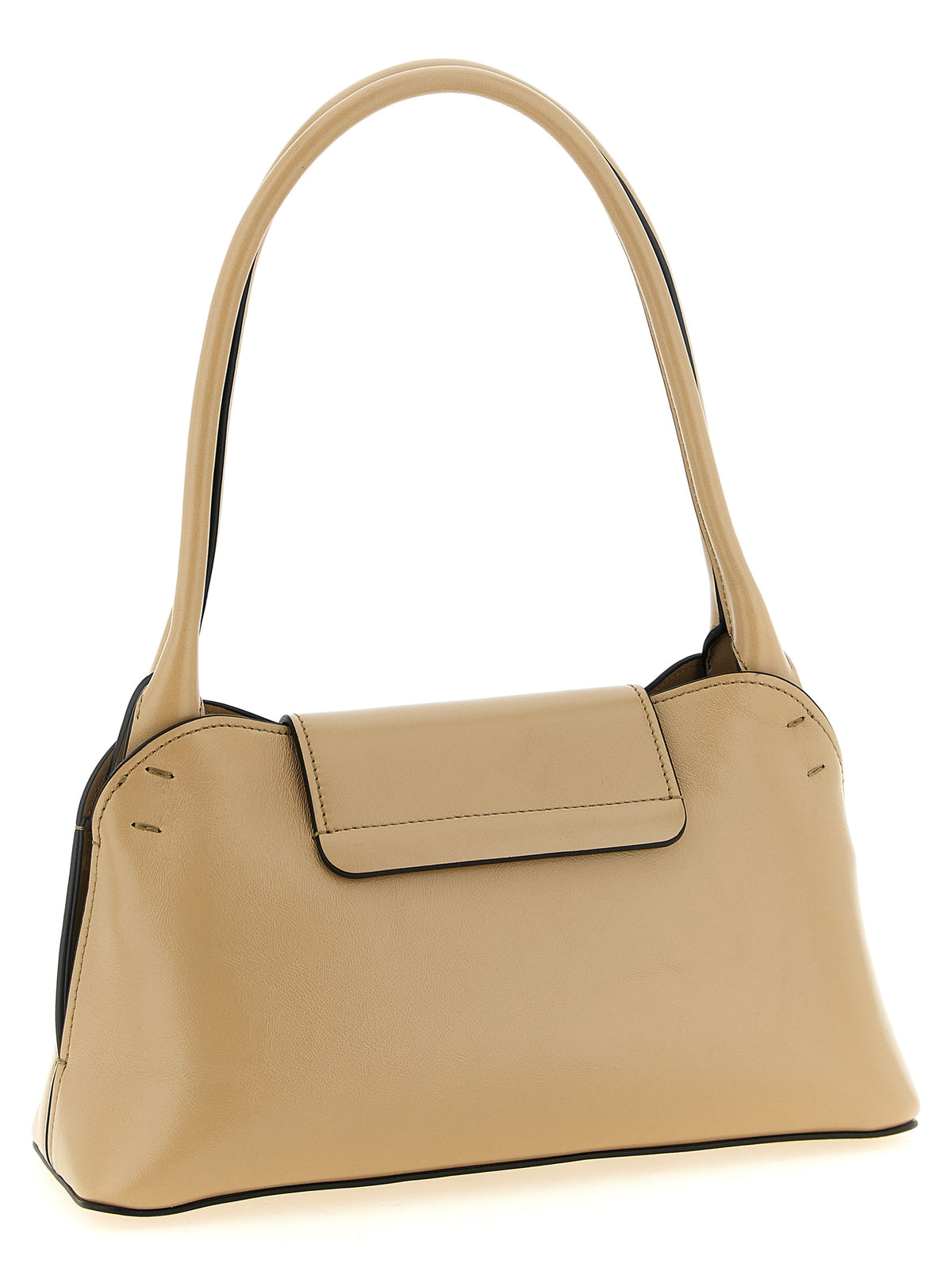Versace Sac bandoulière en cuir beige - Structure compacte