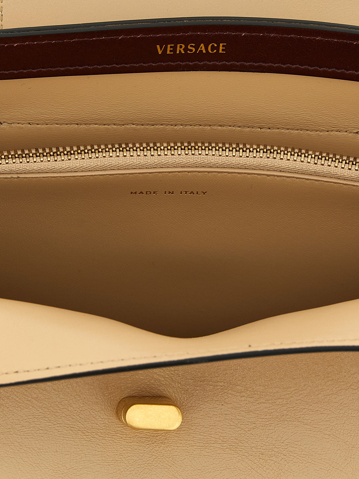 Versace Sac bandoulière en cuir beige - Structure compacte