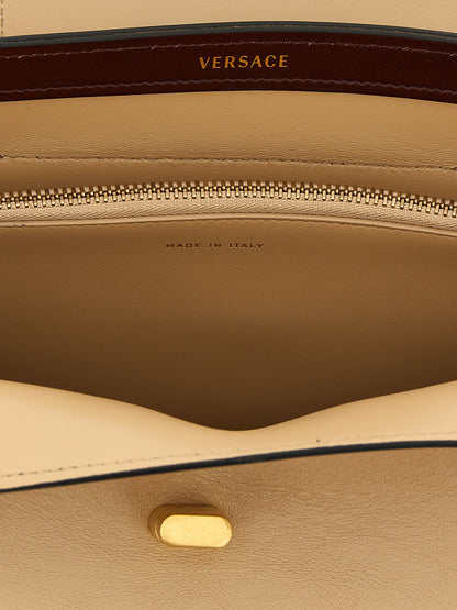 Versace Sac bandoulière en cuir beige - Structure compacte