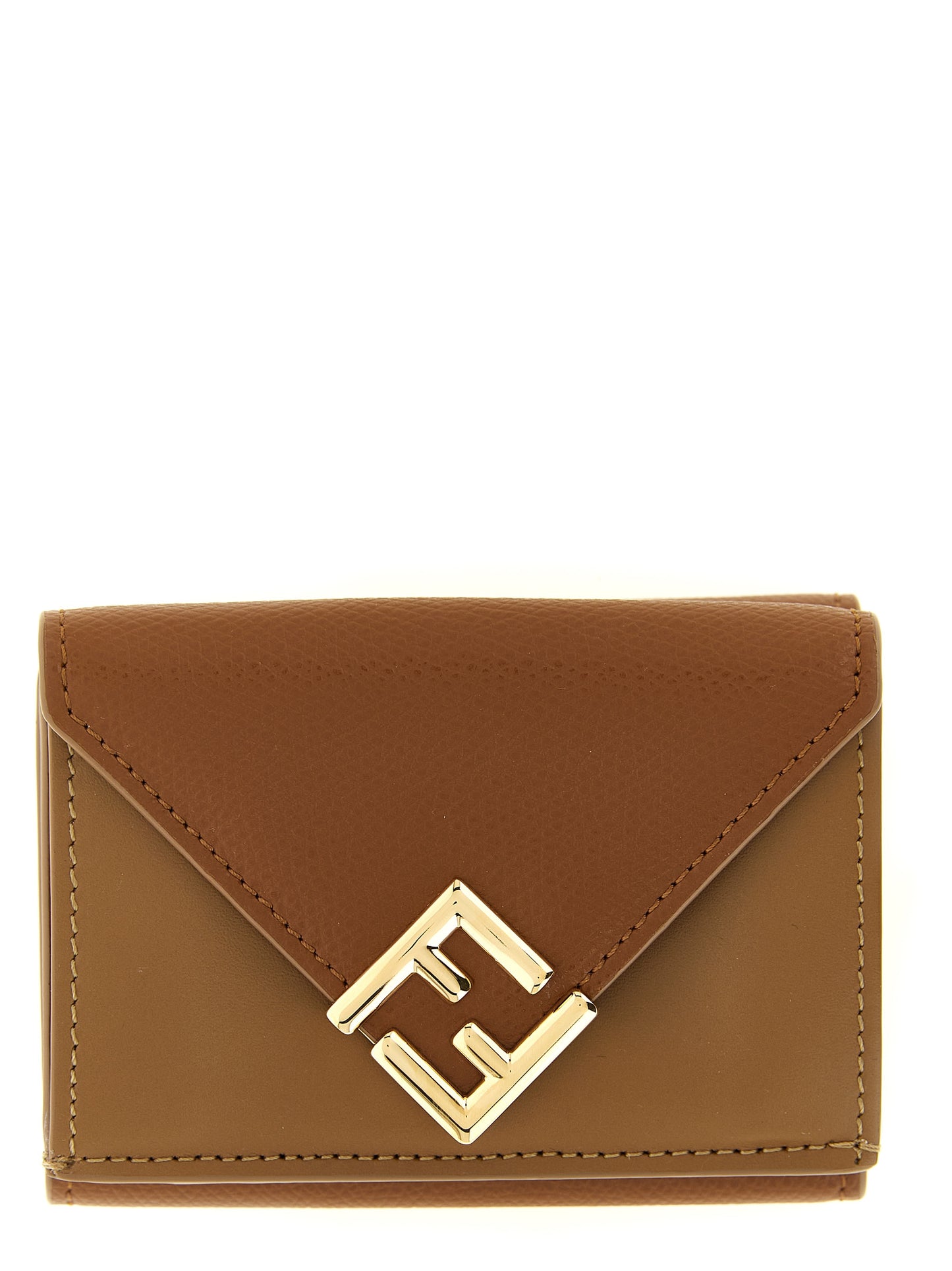 Fendi Porte-Cartes Compact En Cuir De Veau Marron