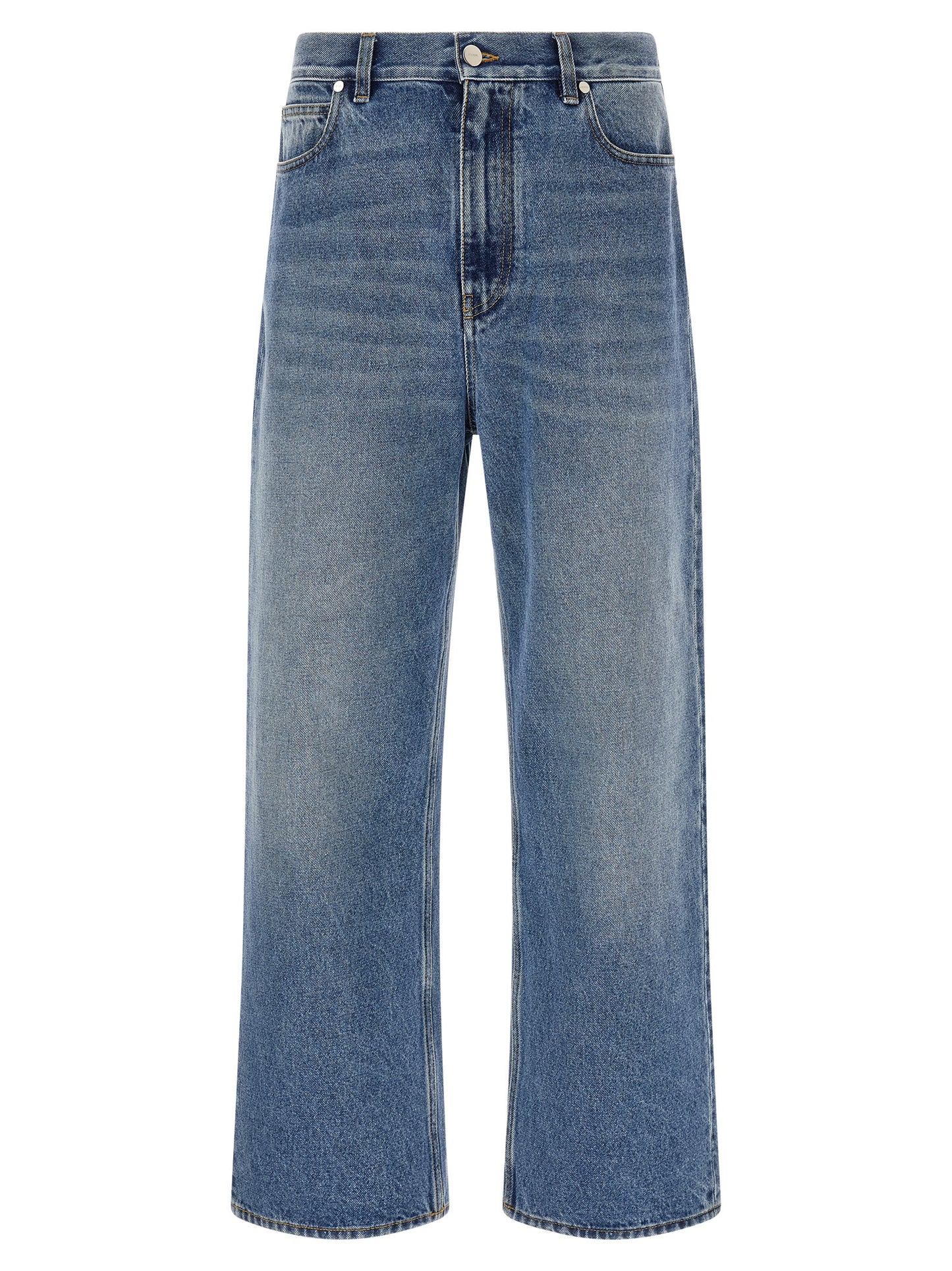 Pantalon Fendi en jean de coton à la coupe décontractée, couleur bleue