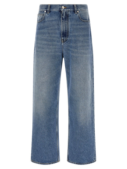 Pantalon Fendi en jean de coton à la coupe décontractée, couleur bleue