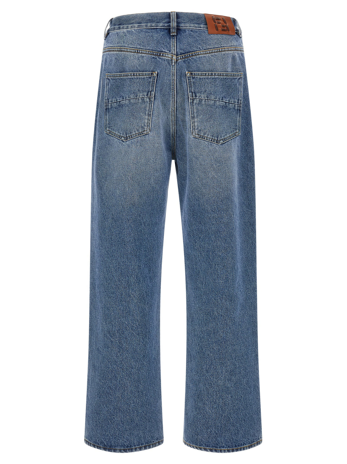 Pantalon Fendi en jean de coton à la coupe décontractée, couleur bleue