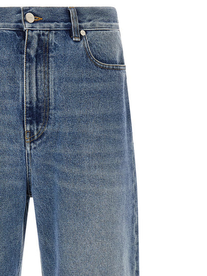 Pantalon Fendi en jean de coton à la coupe décontractée, couleur bleue