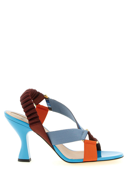 Sandalias Deslizantes Fendi Colibrì En Viscosa Multicolor