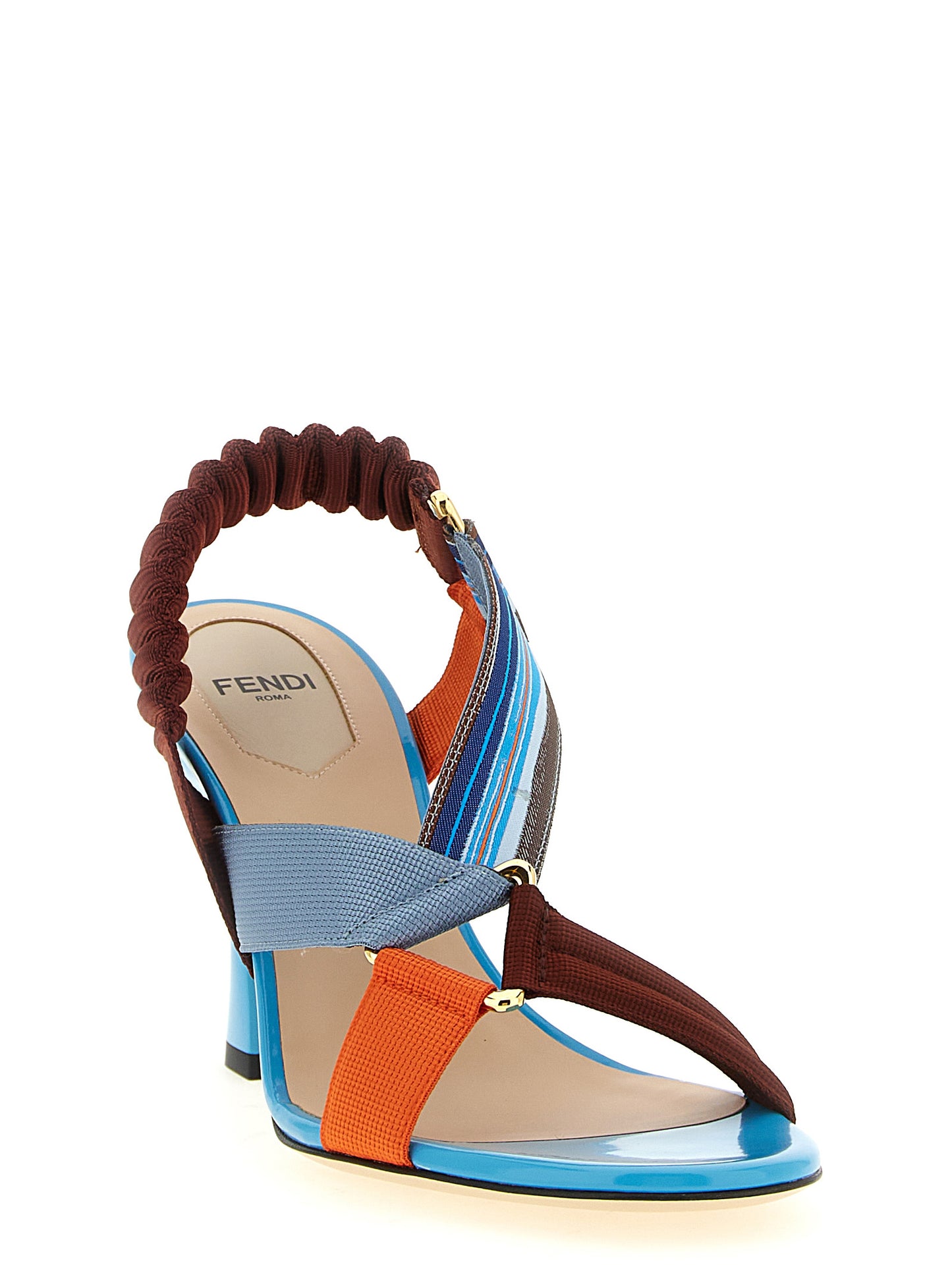 Sandalias Deslizantes Fendi Colibrì En Viscosa Multicolor