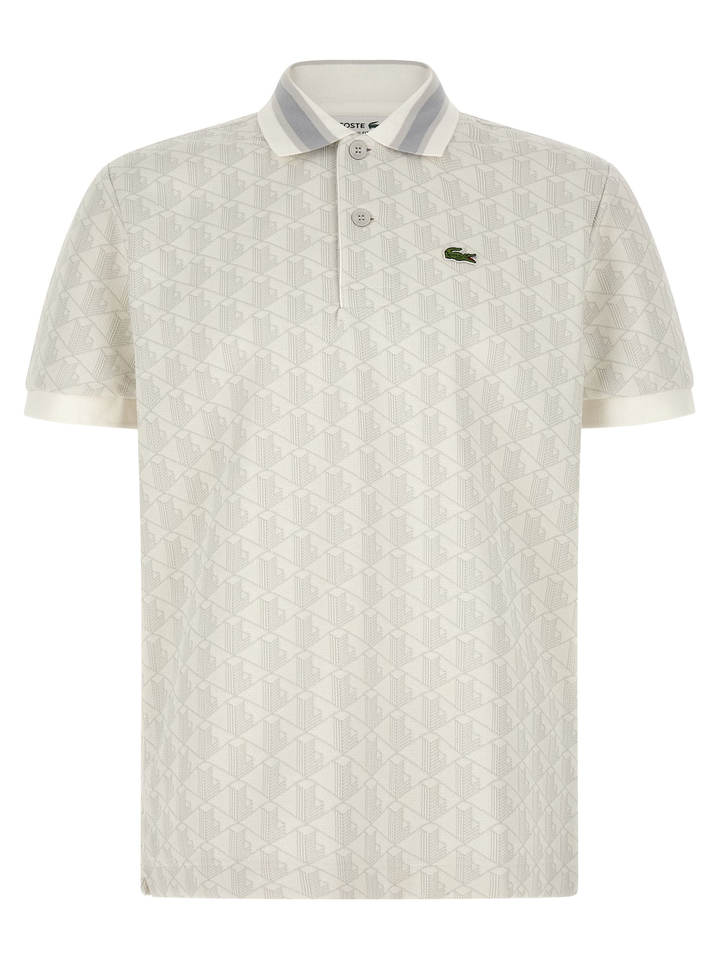 Lacoste Camiseta Polo Blanca En Poliéster Con Diseño Jacquard