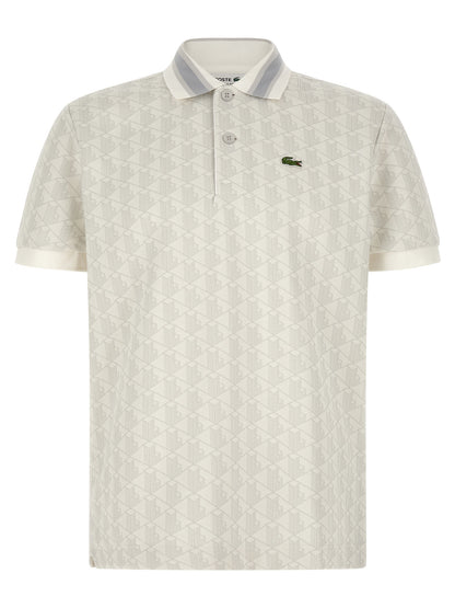 Lacoste Camiseta Polo Blanca En Poliéster Con Diseño Jacquard