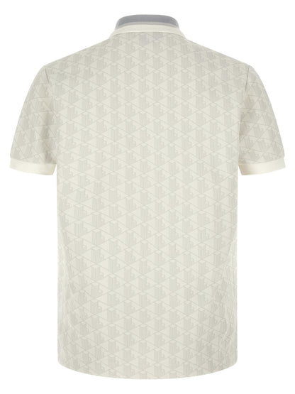 Lacoste Camiseta Polo Blanca En Poliéster Con Diseño Jacquard