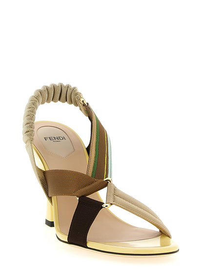 Pumps Fendi Colibrí Multicolor En Viscosa Con Tacón Medio