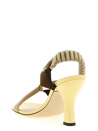 Pumps Fendi Colibrí Multicolor En Viscosa Con Tacón Medio