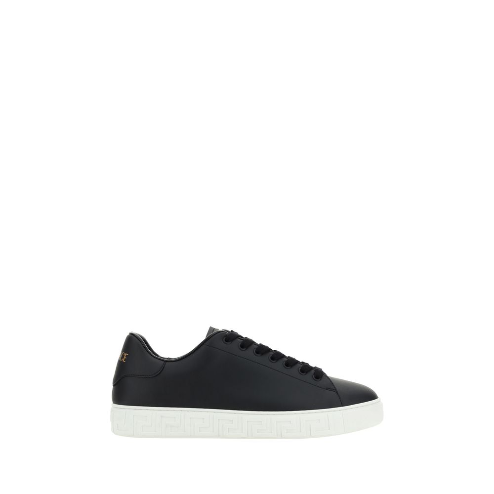 Versace Baskets basses en cuir noir Bos Taurus - Silhouette classique