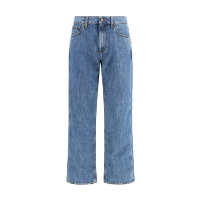 Vaqueros De Corte Recto En Algodón Azul Burberry