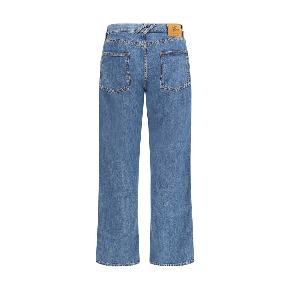 Vaqueros De Corte Recto En Algodón Azul Burberry