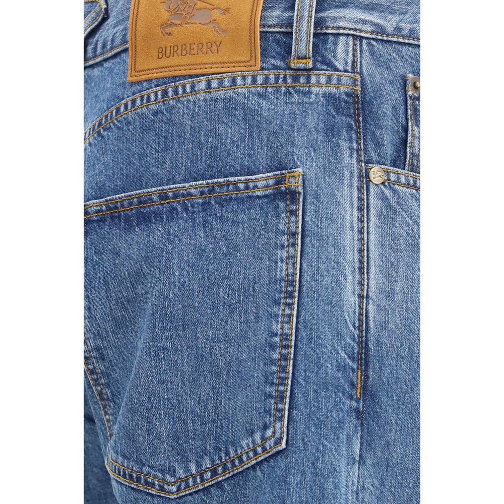 Vaqueros De Corte Recto En Algodón Azul Burberry