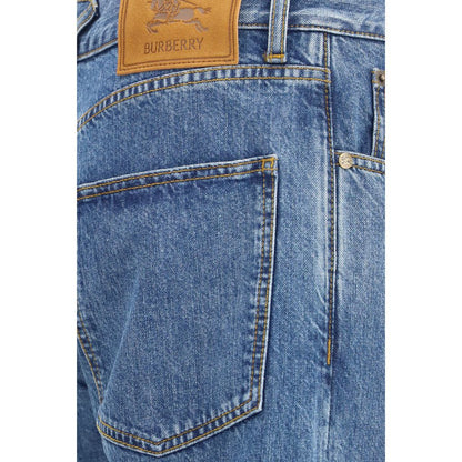 Vaqueros De Corte Recto En Algodón Azul Burberry