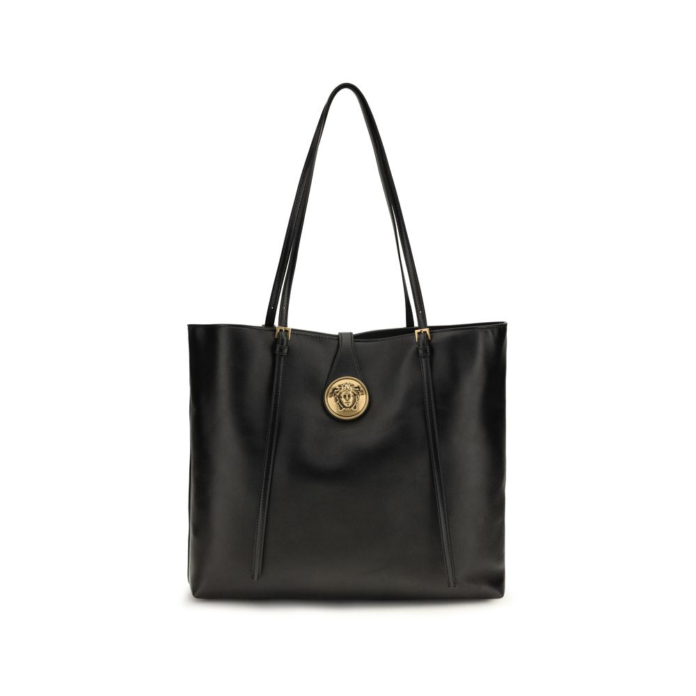 Versace Bolso De Hombro Negro Piel De Cordero Ovis Aries