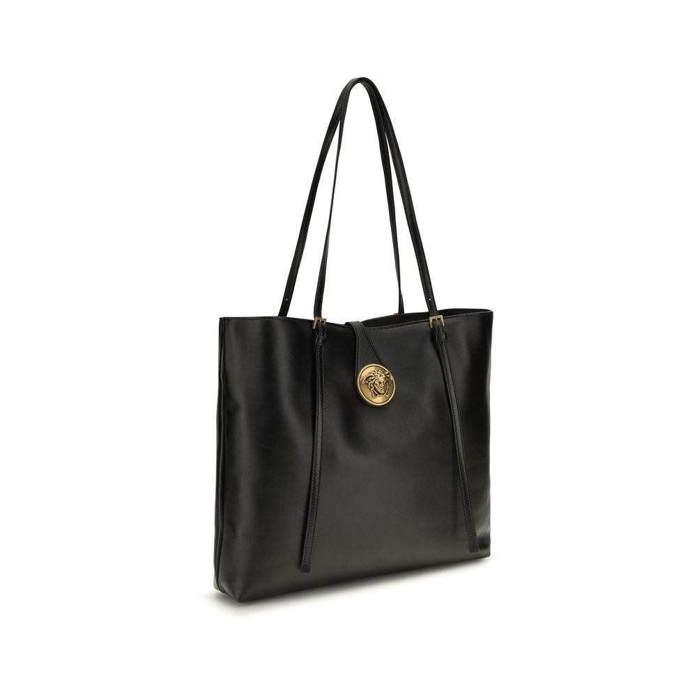 Versace Bolso De Hombro Negro Piel De Cordero Ovis Aries