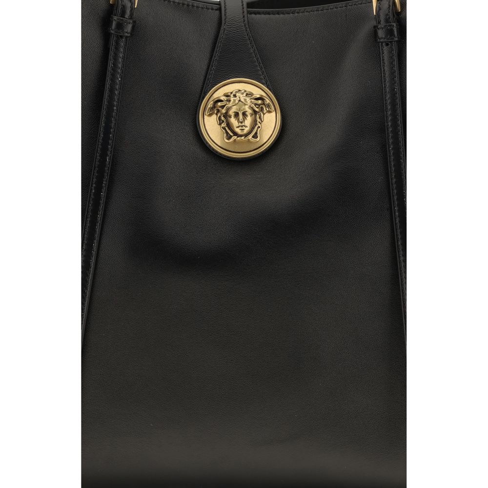 Versace Bolso De Hombro Negro Piel De Cordero Ovis Aries