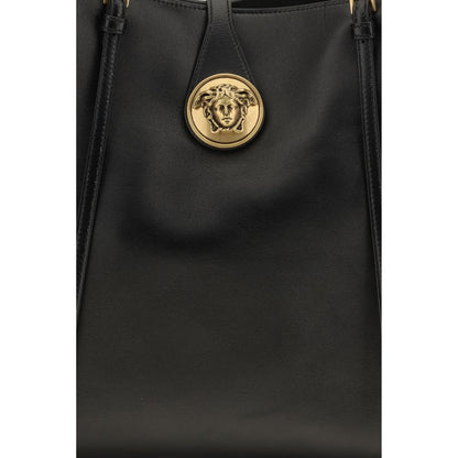 Versace Bolso De Hombro Negro Piel De Cordero Ovis Aries