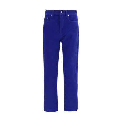 Pantalon droit en coton bleu Versace