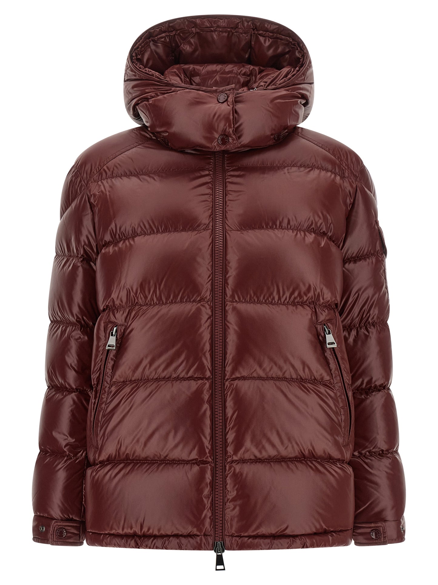 Moncler Long Polyamide Jacket in Maroon
