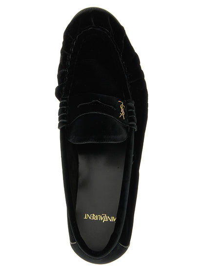 Mocassins Saint Laurent en viscose noire, à enfiler