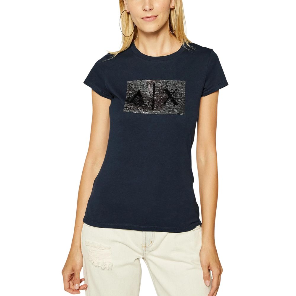 Armani Exchange Camiseta De Algodón Azul Clásica Y Cómoda