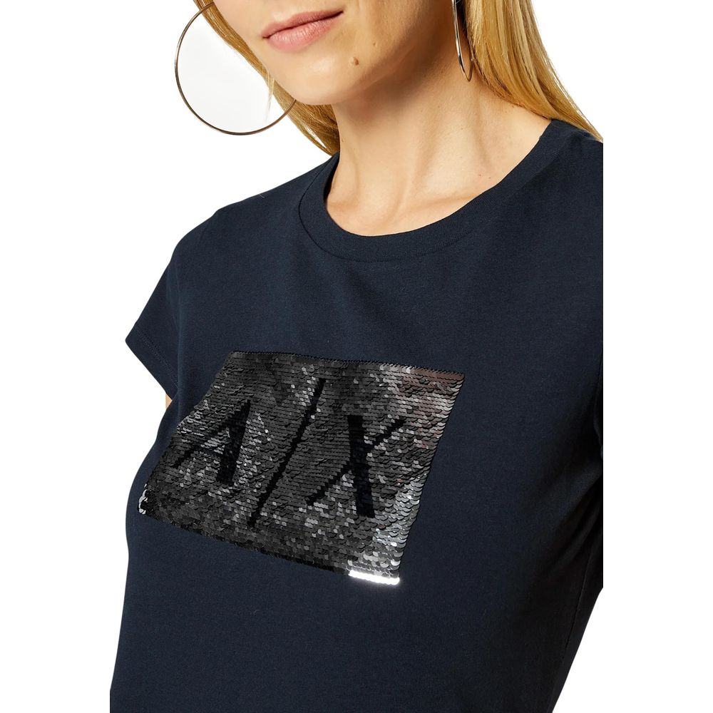 Armani Exchange Camiseta De Algodón Azul Clásica Y Cómoda