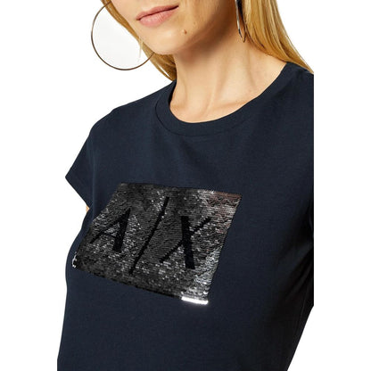 Armani Exchange Camiseta De Algodón Azul Clásica Y Cómoda
