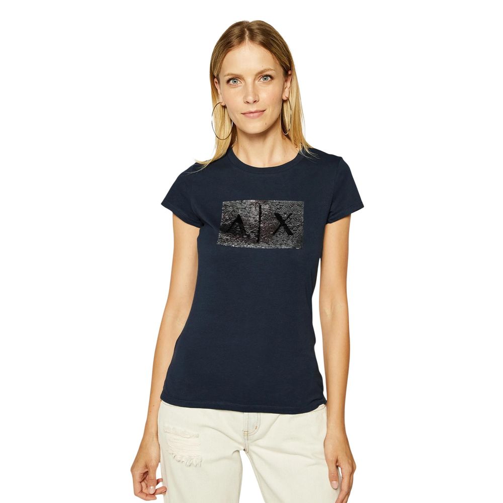 Armani Exchange Camiseta De Algodón Azul Clásica Y Cómoda