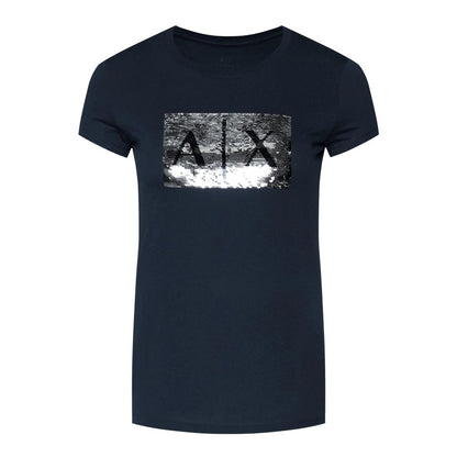 Armani Exchange Camiseta De Algodón Azul Clásica Y Cómoda