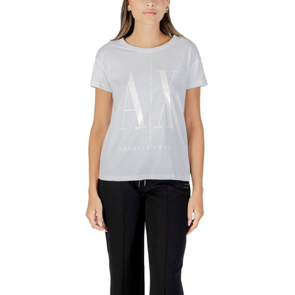 Armani Exchange Camiseta De Algodón Blanco Manga Corta