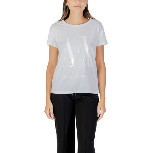 Armani Exchange Camiseta De Algodón Blanco Manga Corta