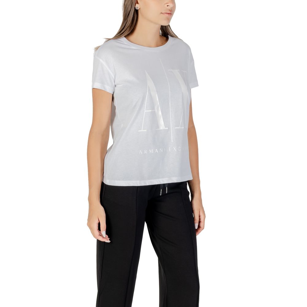 Armani Exchange Camiseta De Algodón Blanco Manga Corta