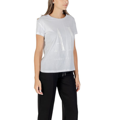 Armani Exchange Camiseta De Algodón Blanco Manga Corta