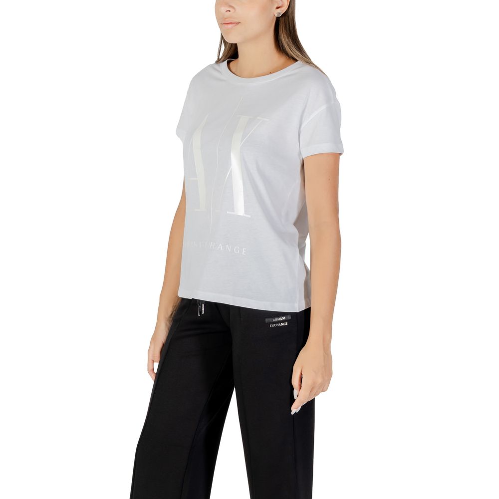 Armani Exchange Camiseta De Algodón Blanco Manga Corta