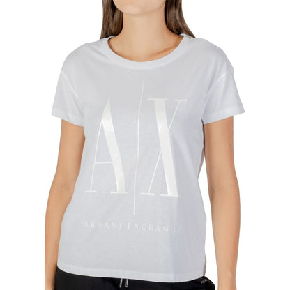 Armani Exchange Camiseta De Algodón Blanco Manga Corta