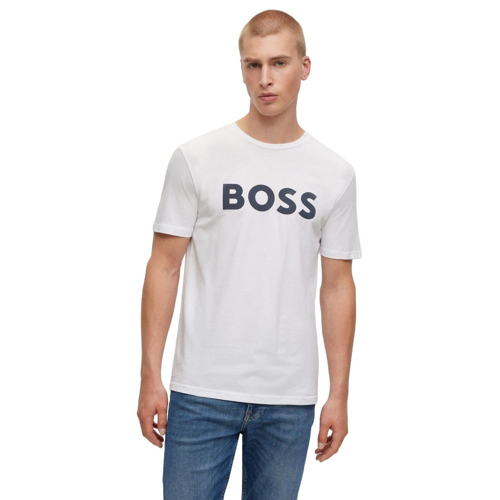 T-shirt Hugo Boss en pur coton blanc à manches courtes