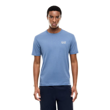 EA7 Emporio Armani Blue Cotton Sports T-shirt for Daily Comfort and Mobility