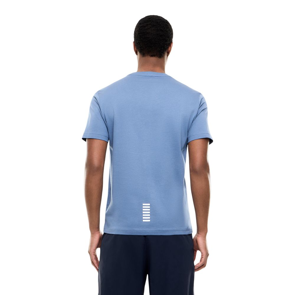 EA7 Emporio Armani Blue Cotton Sports T-shirt for Daily Comfort and Mobility
