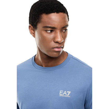 EA7 Emporio Armani Blue Cotton Sports T-shirt for Daily Comfort and Mobility