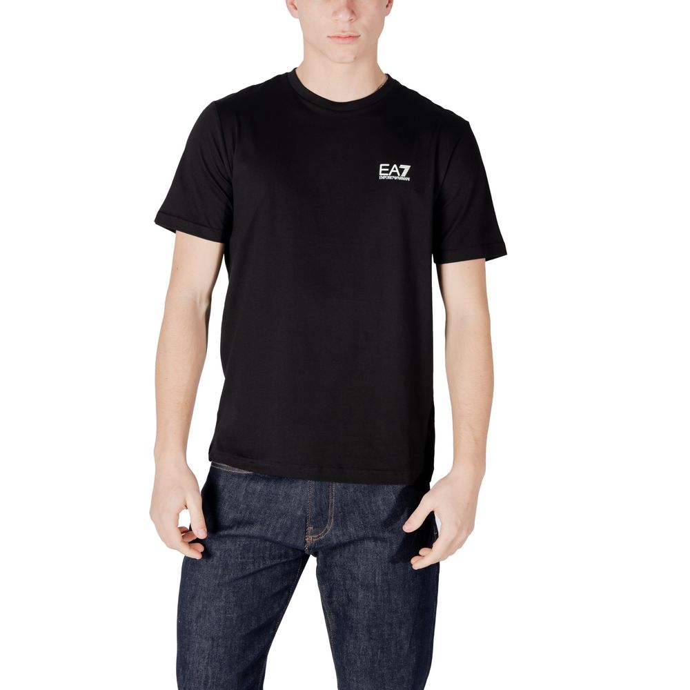 T-shirt bicolore en coton à manches courtes EA7 Emporio Armani