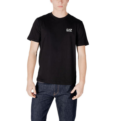 T-shirt bicolore en coton à manches courtes EA7 Emporio Armani