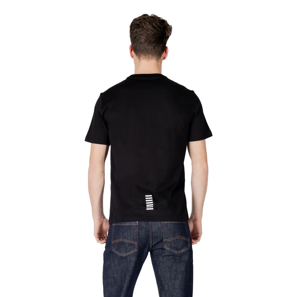 T-shirt bicolore en coton à manches courtes EA7 Emporio Armani
